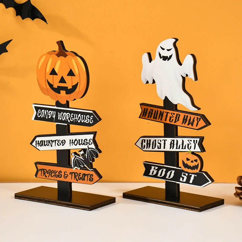 2025 Wooden Pumpkin & Ghost Table Ornaments – Halloween Craft Decor for Home, Parties & Kids’ Gifts