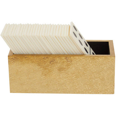 White and Gold Domino Set with White Dominoes.