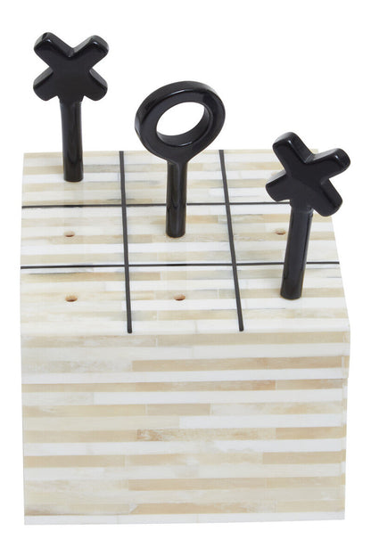 Churchill Games Cream and Black Bone Noughts & Crosses