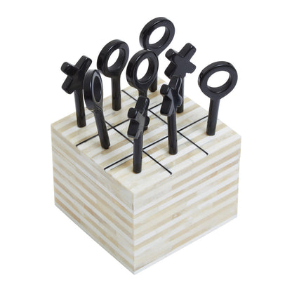 Churchill Games Cream and Black Bone Noughts & Crosses