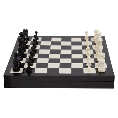 Contemporary black & white chess set for decor & entertainment