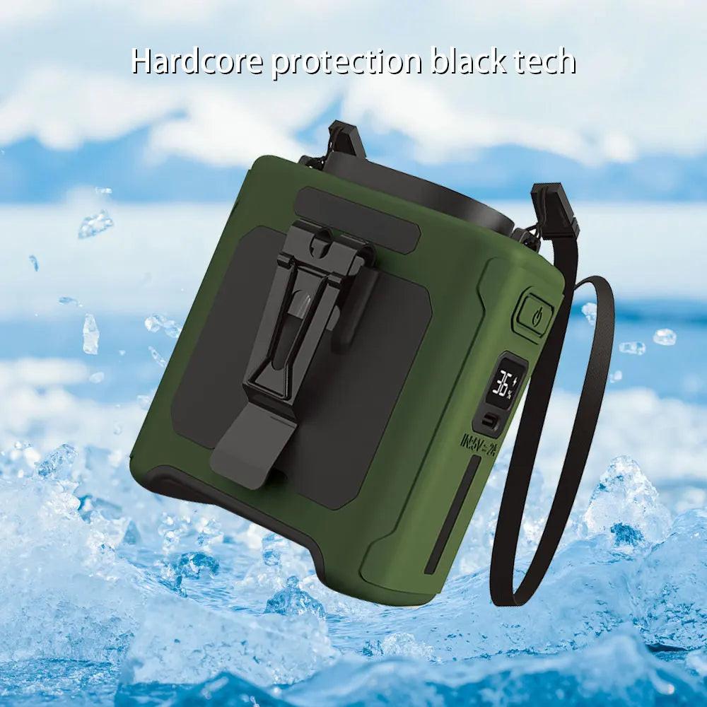 10000mAh Waist Fan – Rechargeable Portable Cooling with Built‑In Power Bank.