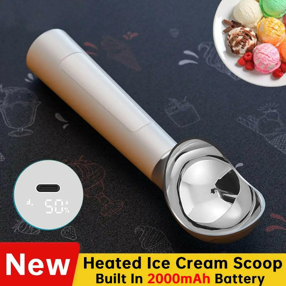 Rechargeable Electric Heated Ice Cream Scoop with LED Display – Effortlessly Softens Hard Ice Cream, Easy to Clean