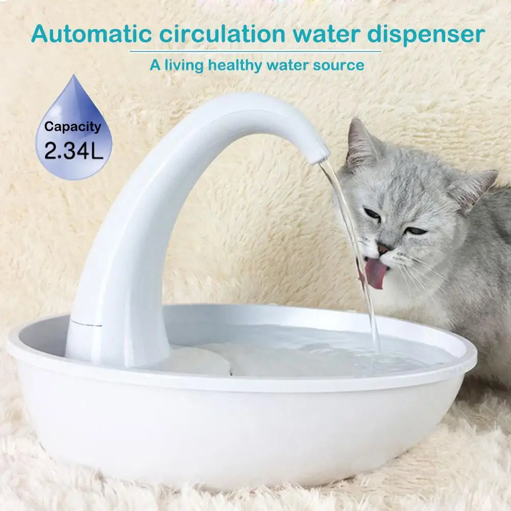 Automatic swan-shaped pet water dispenser with silent pump, advanced filtration & USB-powered design. Perfect for cats & dogs! Stylish, energy-efficient & easy to clean.