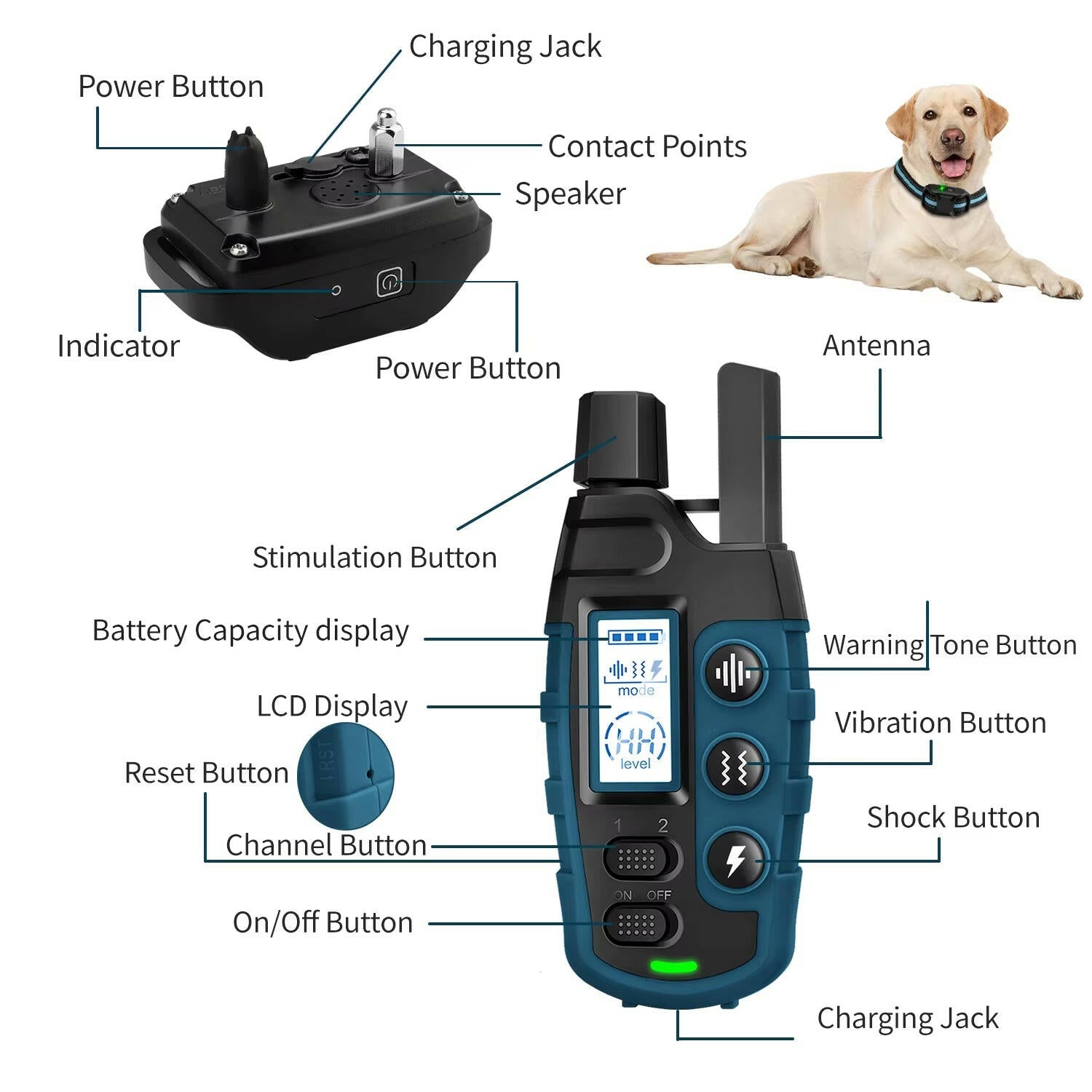 Ultimate No Shock 3300Ft Dog Training Collar - Rechargeable Waterproof E-Collar with Beep & Vibration for Effective Training.