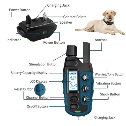 Ultimate No Shock 3300Ft Dog Training Collar - Rechargeable Waterproof E-Collar with Beep & Vibration for Effective Training.