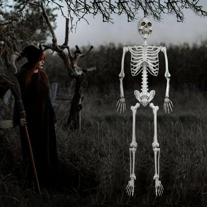 90CM Poseable Human Skeleton – Hanging Halloween Prop for Haunted House & Garden Décor