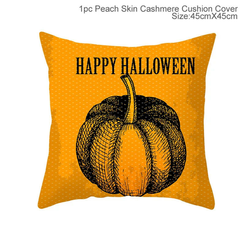 Halloween Cushion Covers – Cartoon Pumpkin, Bat & Ghost Design for Spooky Seasonal Decor