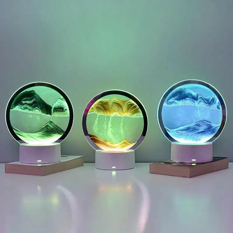 Illuminate Your World with the 16-Color LED 3D Sandscape Lamp – A Stunning Hourglass Night Light and Captivating Deep Sea Art!.