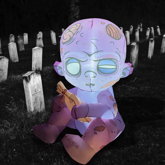 3FT Inflatable Halloween Zombie Baby – LED Blow-Up Decoration for Garden, Lawn, and Indoor Party Displays