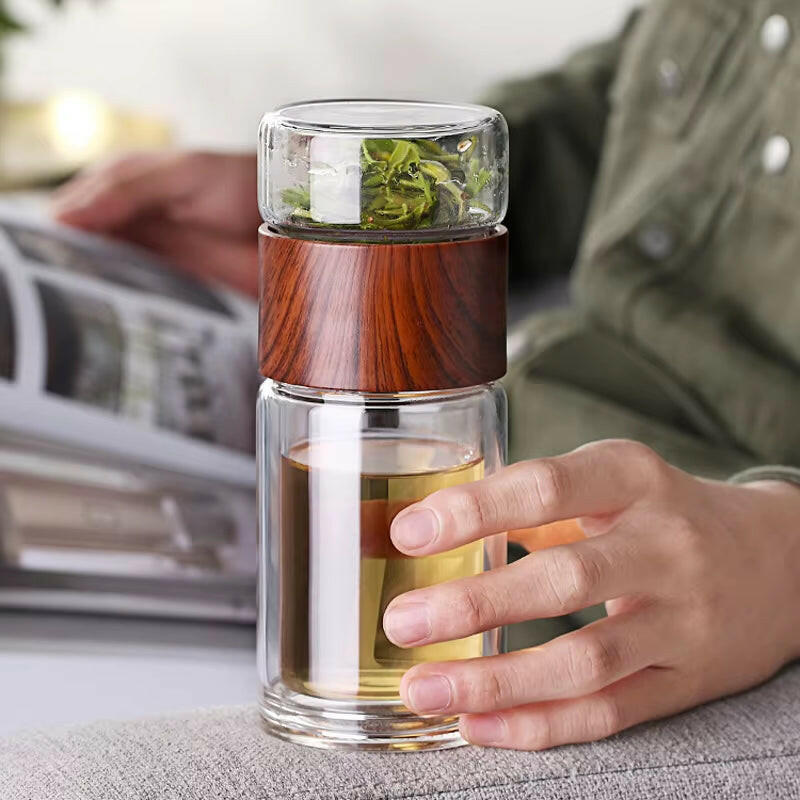 Glass Water Bottle with Infuser & Case - Eco-Friendly, Insulated, Perfect for Tea & Fruit Infusions!.