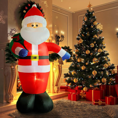 8FT Giant Santa Christmas Inflatable – Outdoor Decoration with LED Lights & Gift Bag | Yard, Retail & Event Display.
