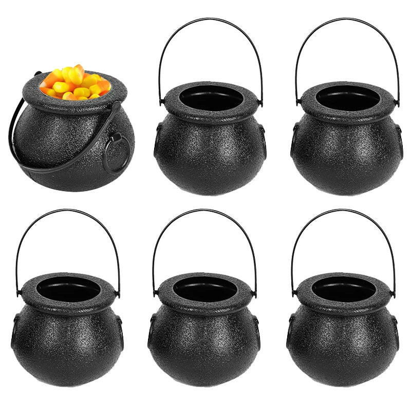 6-Pack Mini Halloween Cauldron Buckets – Witch & Skeleton Candy Holders for Kids’ Trick-or-Treat Fun