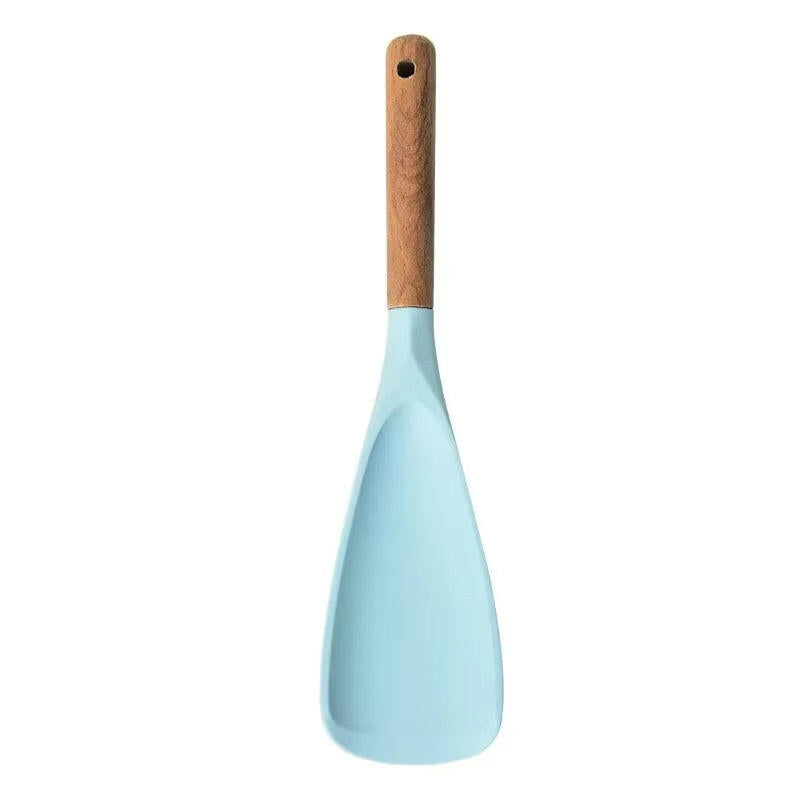Transform Your Cooking Experience with the Non-Stick Silicone Rice Shovel Spoon - Effortless Serving with a Long Wooden Handle!.