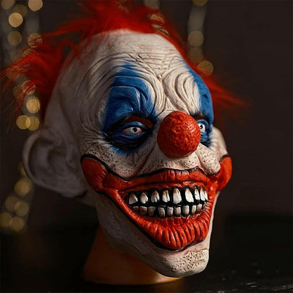 Creepy Clown Latex Mask – Full Head Joker Costume Prop for Halloween & Haunted Attractions