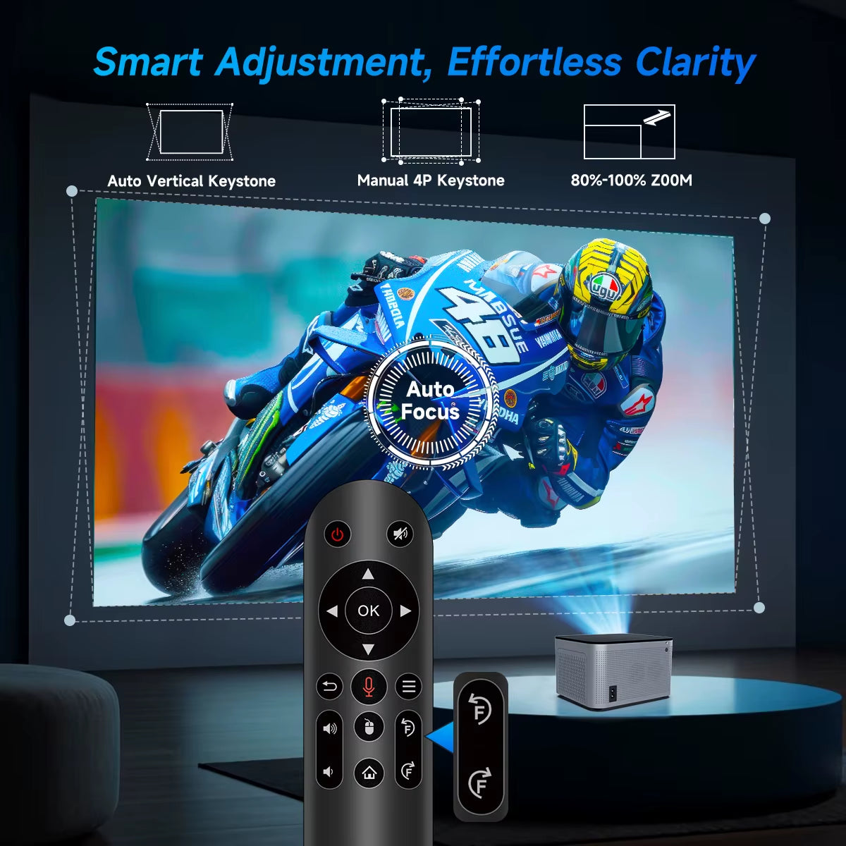 Magcubic 4K Smart Projector with ultra-bright 12000 lumens, Android 11 OS & auto-correction. Stunning visuals, Bluetooth audio & portable design!