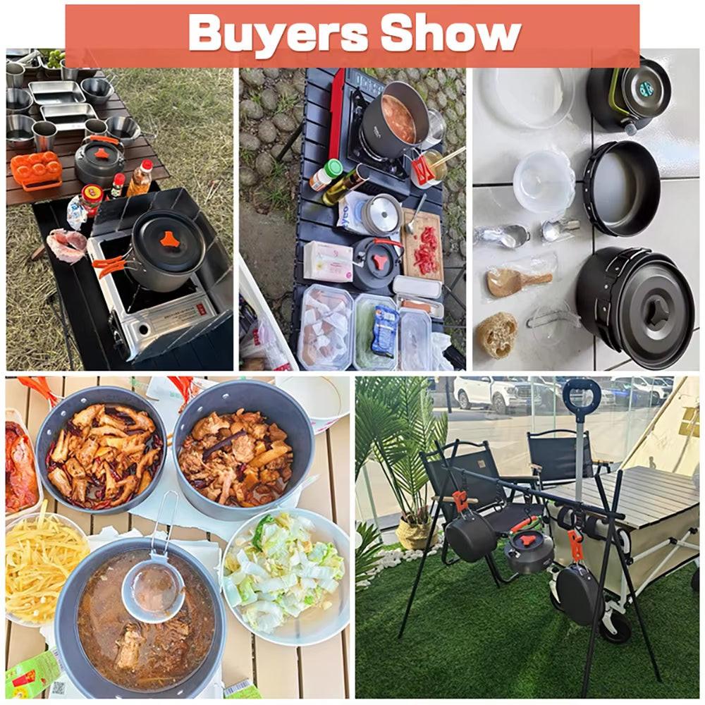 Ultralight Camping Cookware Set – Non‑Stick Aluminum Pot, Pan & Kettle for Outdoor Cooking & Hiking.