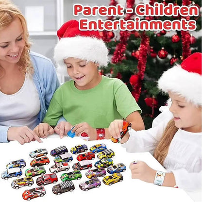 Car Advent Calendar – 24 Days of Mini Racing Vehicles, Christmas Countdown Gift Box for Kids.