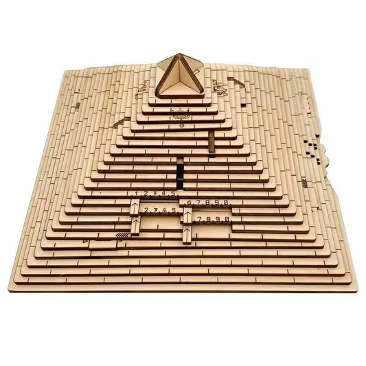 Wooden Pyramid Puzzle Box with hidden compartment brain teaser