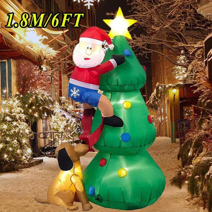 Christmas Inflatable  Decorations – LED-Lit Outdoor / Indoor Ornaments Featuring Santa, Snowmen, Trees, Bears & Gingerbread Characters
