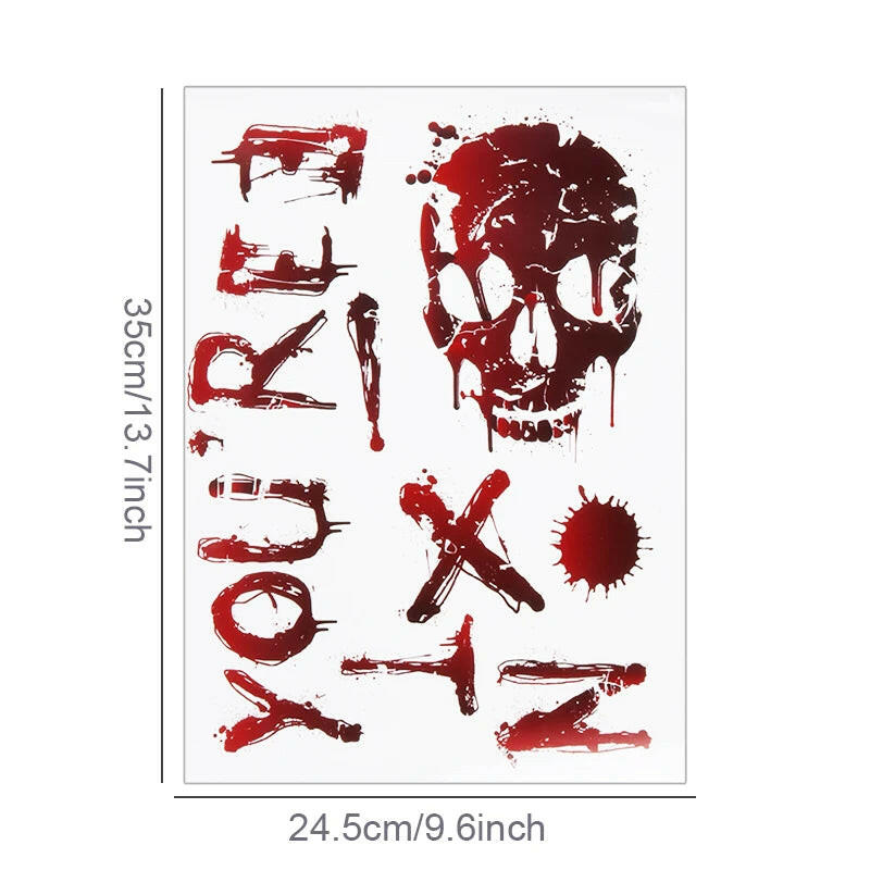 2025 Bloody Handprint & Halloween Sticker Set – Window, Wall & Floor Decals with Ghost, Bat, Pumpkin & Web Designs (1 Set)
