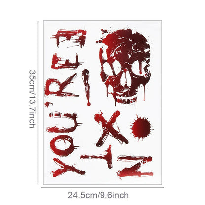 2025 Bloody Handprint & Halloween Sticker Set – Window, Wall & Floor Decals with Ghost, Bat, Pumpkin & Web Designs (1 Set)