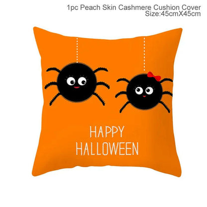Halloween Cushion Covers – Cartoon Pumpkin, Bat & Ghost Design for Spooky Seasonal Decor