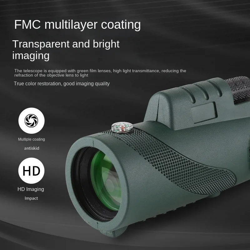 Discover the Great Outdoors with the 40X60 HD Professional Telescope Compass Monocular – Powerful, Waterproof, and Compact for All Your Adventures!