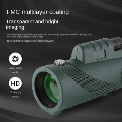 Discover the Great Outdoors with the 40X60 HD Professional Telescope Compass Monocular – Powerful, Waterproof, and Compact for All Your Adventures!