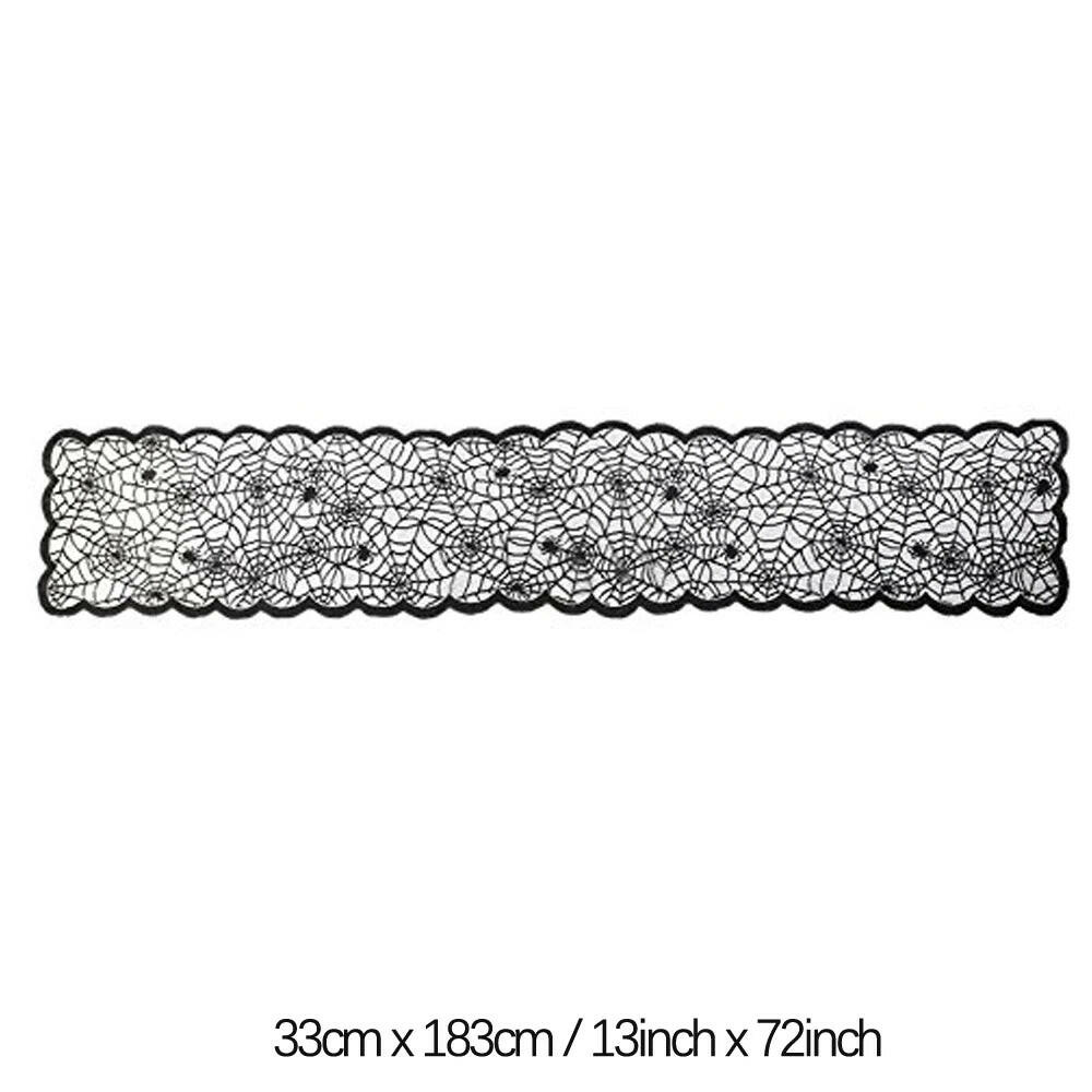 2025 Black Lace Spider Web Table Runner – Gothic Halloween Mantel Cover & Party Decor Accent (1pc)