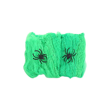 Super Stretch Spider Web with Fake Spiders – Halloween Cobweb Set for Haunted House & Party Decor