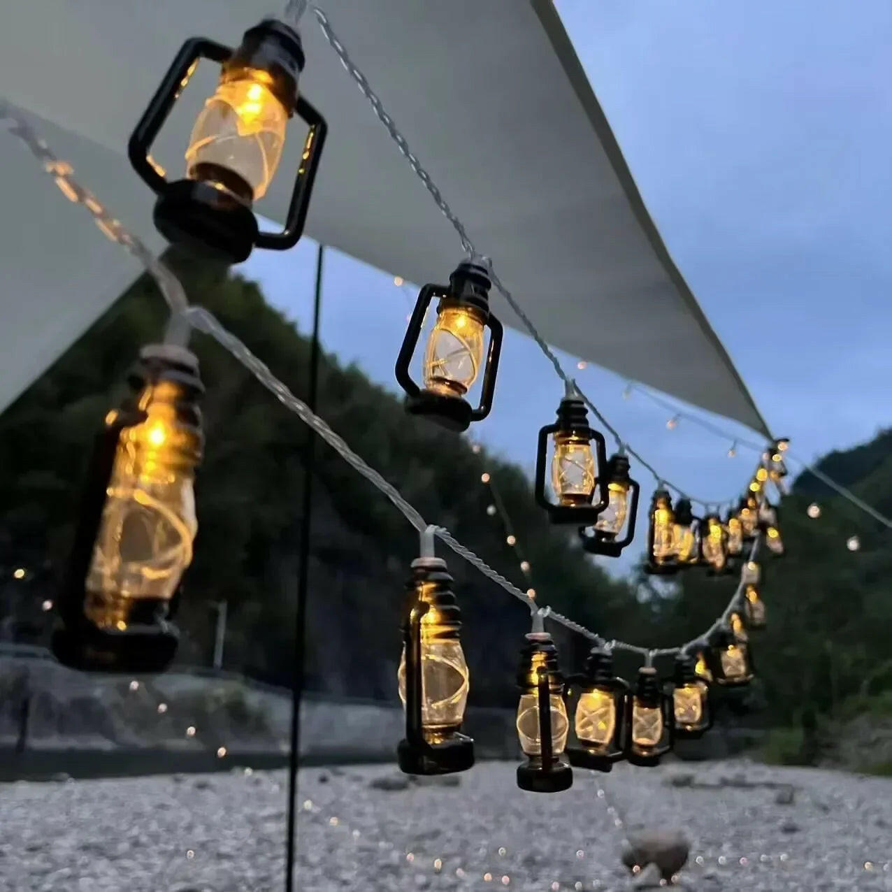 Solar Retro Kerosene LED String Lights – Warm White Decorative Lanterns for Halloween, Ramadan, Eid & Festive Occasions