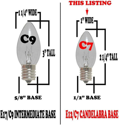 Retro Ceramic C7 Christmas Lights – 25FT String with 25 Bulbs.