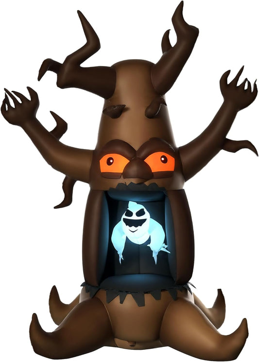 8FT Halloween Inflatable Tree with Floating Ghost – Built-In LED Lights, Indoor/Outdoor Blow-Up Decoration