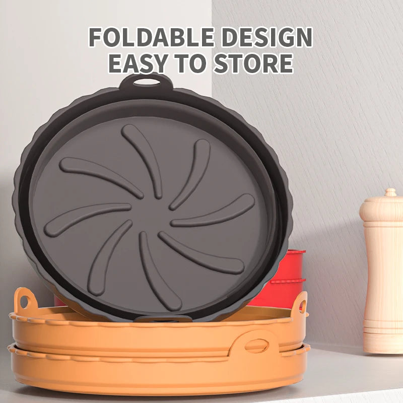 2025 Foldable Silicone Air Fryer Basket – Reusable Square Baking Mold for 20cm/22cm Air Fryers, Oven & Freezer Safe