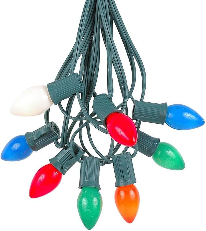 Retro Ceramic C7 Christmas Lights – 25FT String with 25 Bulbs.