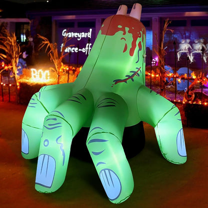 6 FT Halloween Inflatables Hand Outdoor Decorations Blow up Yard Scary Green Giant with Built-In Leds for Indoor Party Garden Lawn Decor