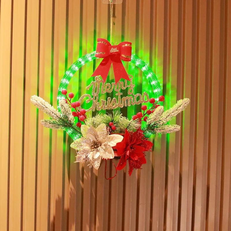 30CM Luminous Christmas Garland – Sculptural Flower Accent with 60 LEDs.