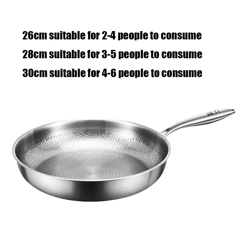 Pure Titanium Frying Pan – Hammer-Pattern Non-Coated Cookware (26/28/30cm)