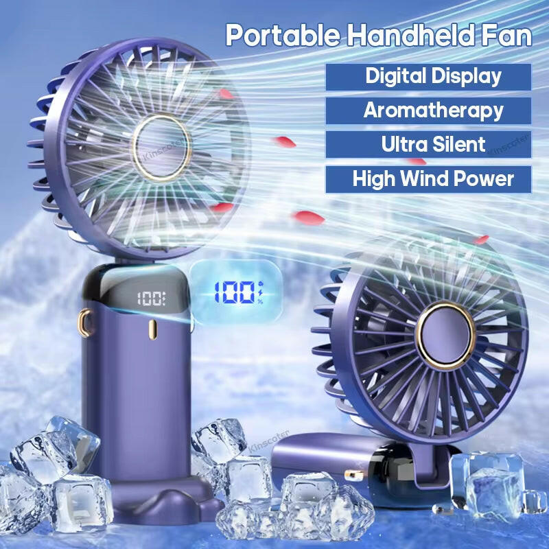 Portable USB Mini Fan with 5-Speed Airflow, LED Display & 7-Hour Battery Life! Stay Cool Anywhere Anytime.