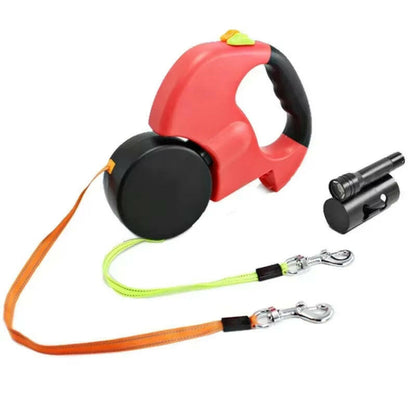 LED Automatic Retractable Dog Leash – Walk Two Dogs Together and Stay in Control.