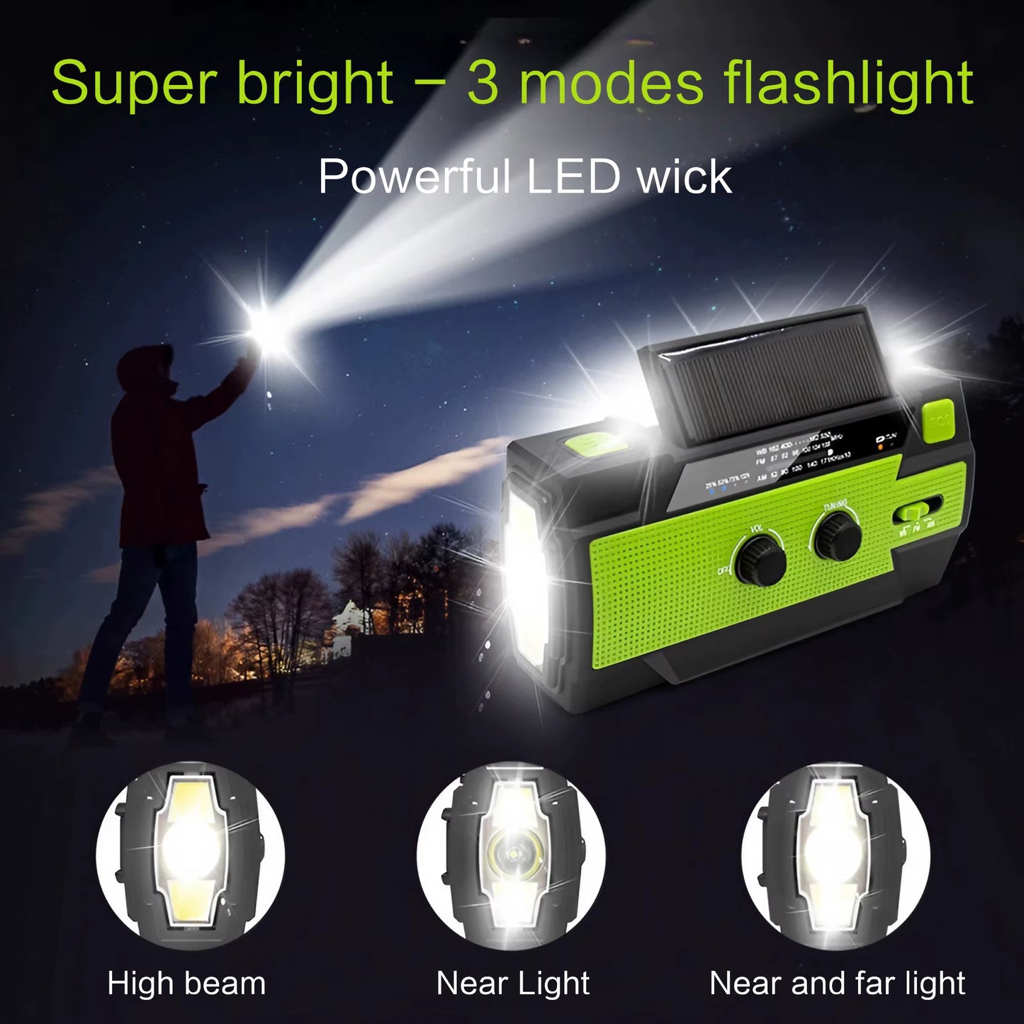 Stay Safe with NOAA Emergency Radio & Power Bank - Solar/Crank Charging!