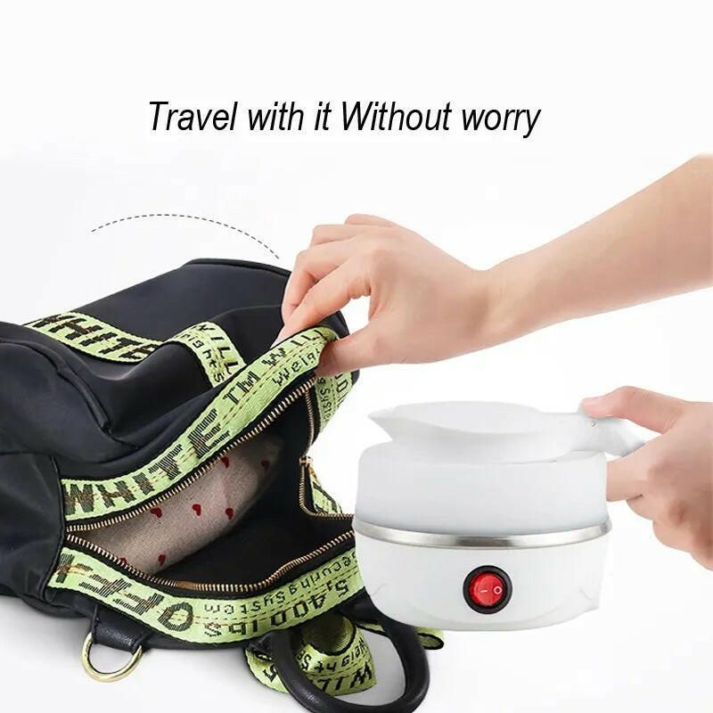 Foldable Portable Electric Teapot Water Heater - 600ML Travel Kettle for Household Use, 220V Kitchen Appliance.