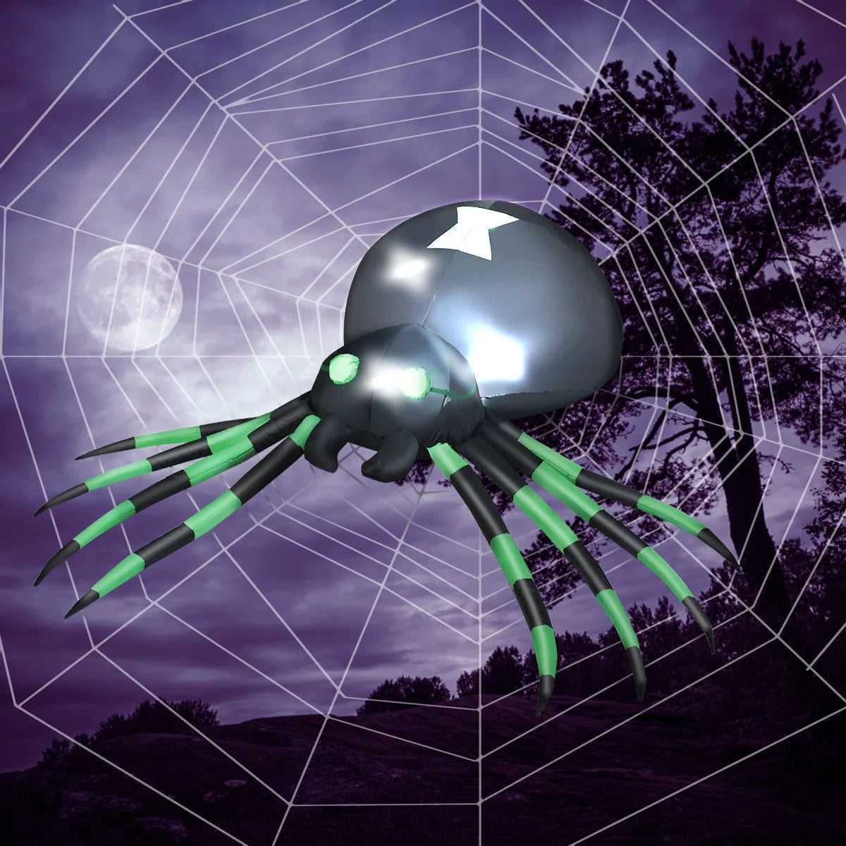 1.8m Halloween Inflatable Spider – LED‑Lit Outdoor Decoration