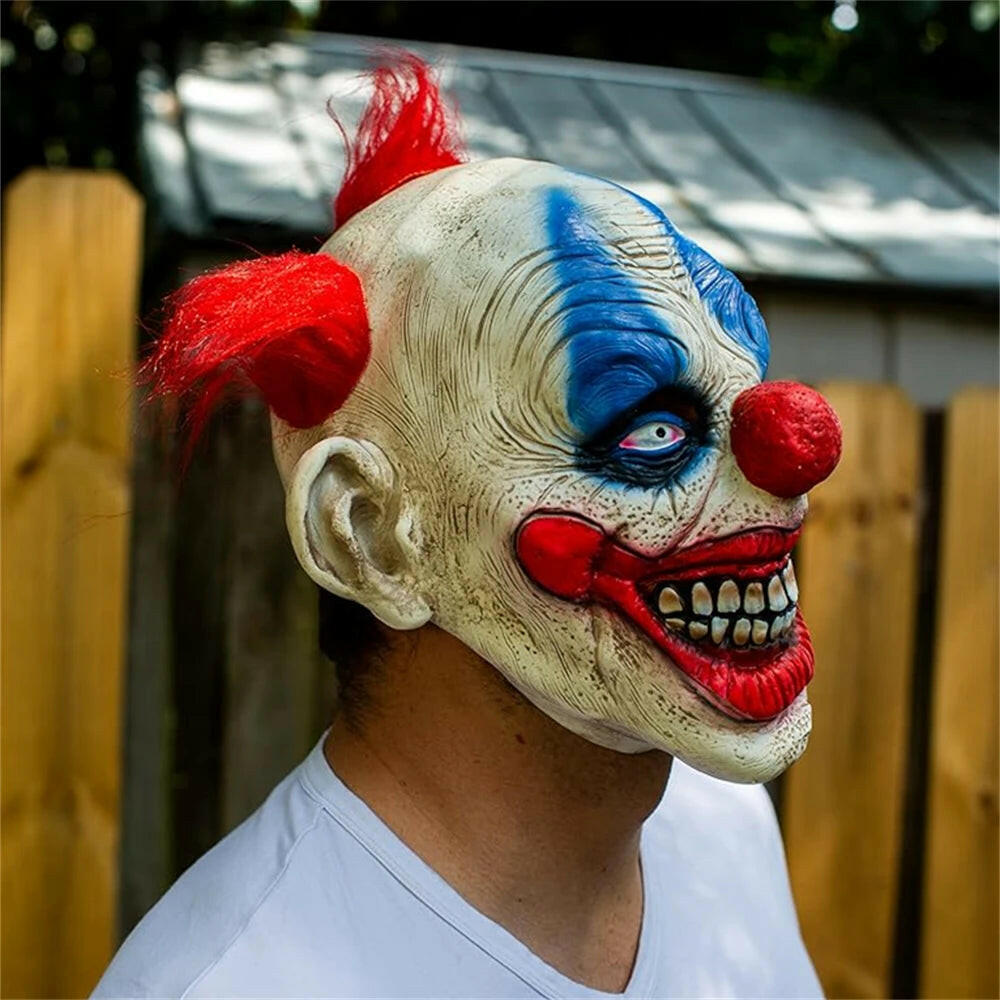 Creepy Clown Latex Mask – Full Head Joker Costume Prop for Halloween & Haunted Attractions