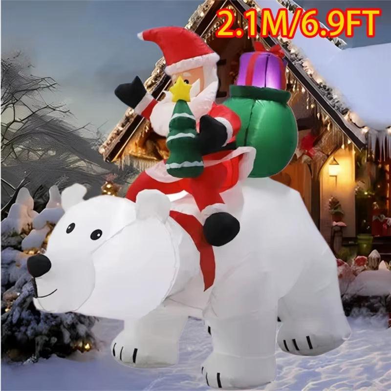 Christmas Inflatable  Decorations – LED-Lit Outdoor / Indoor Ornaments Featuring Santa, Snowmen, Trees, Bears & Gingerbread Characters.