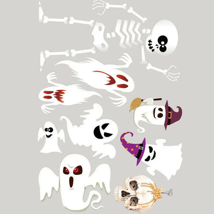2025 Bloody Handprint & Halloween Sticker Set – Window, Wall & Floor Decals with Ghost, Bat, Pumpkin & Web Designs (1 Set)