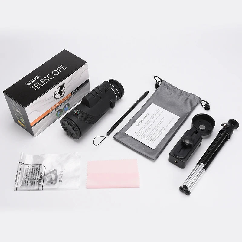 Discover the Great Outdoors with the 40X60 HD Professional Telescope Compass Monocular – Powerful, Waterproof, and Compact for All Your Adventures!