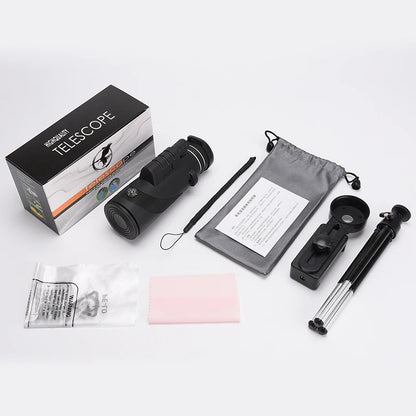 Discover the Great Outdoors with the 40X60 HD Professional Telescope Compass Monocular – Powerful, Waterproof, and Compact for All Your Adventures!