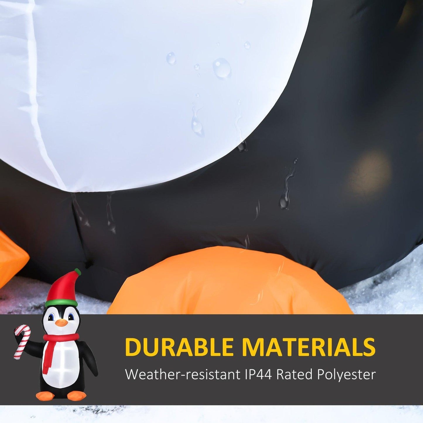 8FT Inflatable Christmas Penguin Holding Candy Cane – LED-Lit Outdoor Decoration | Waterproof, Self-Inflating.